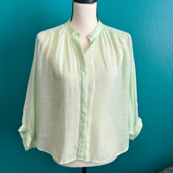 Maeve Light Lime Green Butterfly Sleeve Button Up Blouse Women's XS - Picture 4 of 10